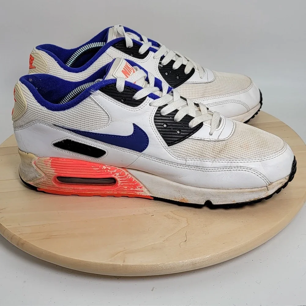 Nike Mens Air Max 90 Essential 537384-136 White Running Shoes Sneakers Size 10.5